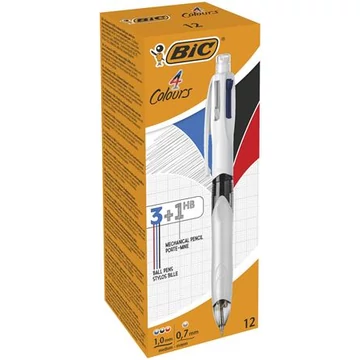 Golyóstoll, háromszínű, nyomósirónnal egyben, BIC &quot;4 Colours&quot;