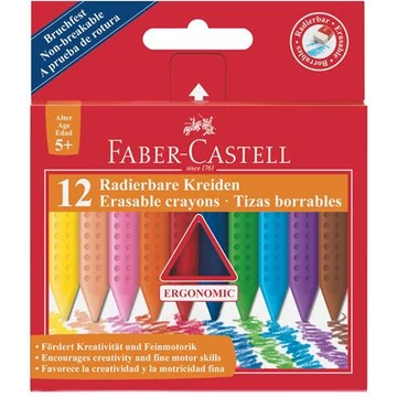 Zsírkréta, háromszögletű, FABER-CASTELL &quot;Grip&quot;, 12 különböző szín