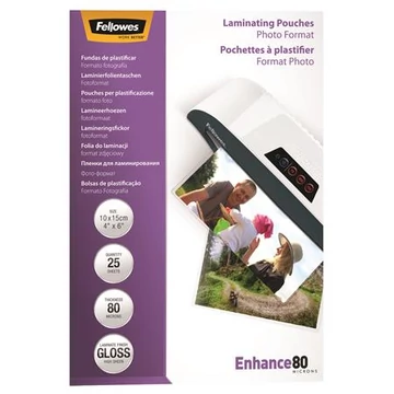 Meleglamináló fólia, 80 mikron, 100x150 mm, fényes, , FELLOWES - 25db