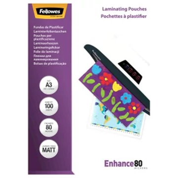 Meleglamináló fólia, 80 mikron, A3, matt, FELLOWES - 100db