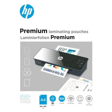 Meleglamináló fólia, 80 mikron, A4, fényes, HP "Premium" - 100db