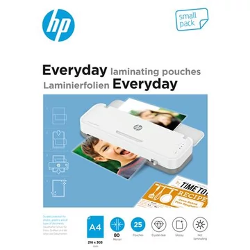 Meleglamináló fólia, 80 mikron, A4, fényes, HP &quot;Everyday&quot; - 25db