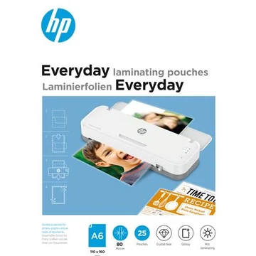 Meleglamináló fólia, 80 mikron, A6, fényes, HP &quot;Everyday&quot; - 25db