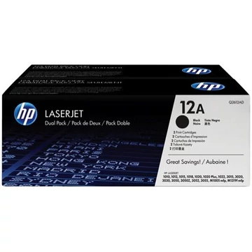 Q2612AD Lézertoner LaserJet 1010, 1015, 1018 nyomtatókhoz, HP 12A, fekete, 2*2k - 2db