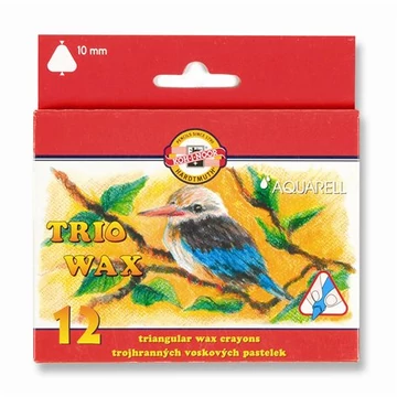 Zsírkréta, háromszögletű, KOH-I-NOOR &quot;Aquarell&quot;, 12 különböző szín