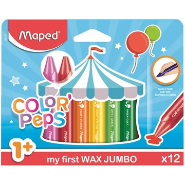 Zsírkréta, vastag, MAPED &quot;Color`Peps MAXI Wax&quot;, 12 különböző szín