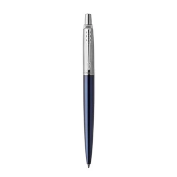 Golyóstoll, 0,7 mm, ezüst színű klip, royal kék tolltest, PARKER, "Royal Jotter", kék
