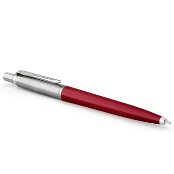Golyóstoll, 0,7 mm, ezüst színű klip, piros tolltest, PARKER &quot;Royal Jotter Originals&quot;, kék