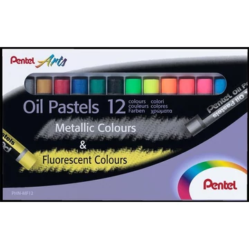 Olajpasztell kréta, PENTEL, &quot;Arts&quot;, 12 különböző fluoreszkáló és metál szín