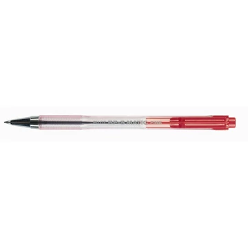 Golyóstoll, 0,27 mm, nyomógombos, átlátszó tolltest, PILOT &quot;BP-S Matic&quot;, piros