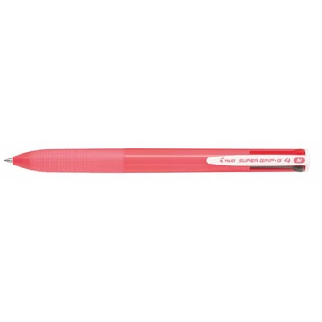 Golyóstoll, 0,27 mm, nyomógombos, rózsaszín tolltest, PILOT &quot;Super Grip G&quot;, négyszínű