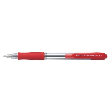 Golyóstoll, 0,22 mm, nyomógombos, PILOT &quot;Super Grip&quot;, piros