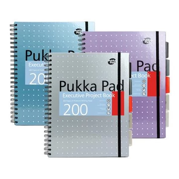 Spirálfüzet, A4+, vonalas, 100 lap, PUKKA PAD &quot;Metallic Project Book&quot;, vegyes szín