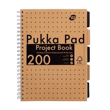 Spirálfüzet, A4, vonalas, 100 lap, PUKKA PAD &quot;Kraft project book&quot;