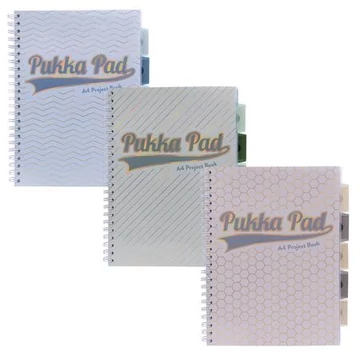 Spirálfüzet, A4, vonalas, elválasztóval, 100 lap, PUKKA PAD &quot;Haze Project Book&quot;, vegyes szín