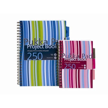 Spirálfüzet, A4, vonalas, 125 lap, PUKKA PAD &quot;Stripe project book&quot;