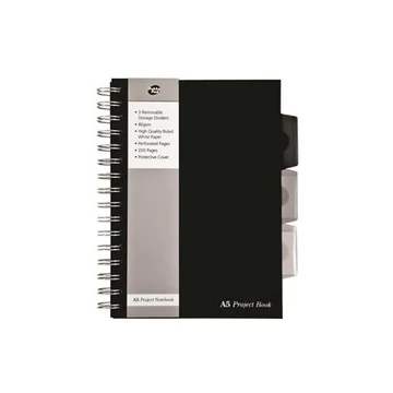 Spirálfüzet, A5, vonalas, 125 lap, PUKKA PAD &quot;Black project book&quot;, fekete