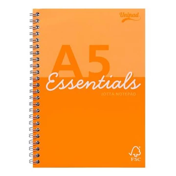 Spirálfüzet, A5, vonalas, 80 lap, PUKKA PAD &quot;Unipad Essentials Jotta&quot;, vegyes