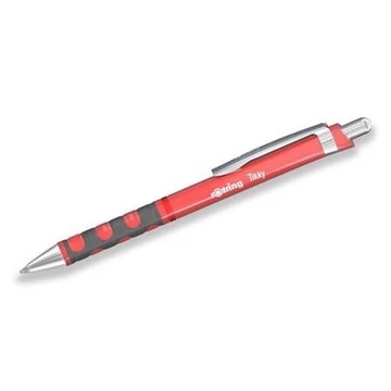 Golyóstoll, 0,8 mm, nyomógombos, tearózsa tolltest, ROTRING &quot;Tikky&quot;, kék