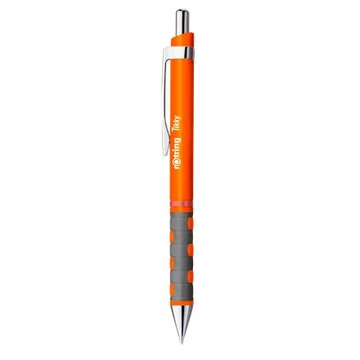 Golyóstoll, 0,8 mm, nyomógombos, neonnarancs tolltest, rOtring &quot;Tikky&quot;, kék
