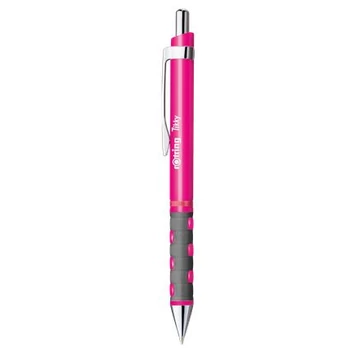 Golyóstoll, 0,8 mm, nyomógombos, neon rózsaszín tolltest, rOtring &quot;Tikky&quot;, kék