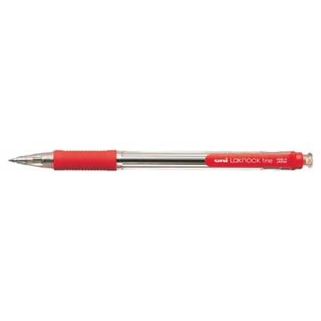 Golyóstoll, 0,4 mm, nyomógombos, UNI &quot;SN-101 Laknock Fine&quot;, piros