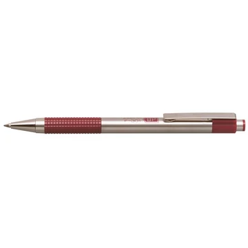 Golyóstoll, 0,24 mm, nyomógombos, rozsdamentes acél, bordó tolltest, ZEBRA &quot;F-301&quot;, kék