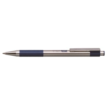 Golyóstoll, 0,24 mm, nyomógombos, rozsdamentes acél, kék tolltest, ZEBRA &quot;F-301&quot;, kék