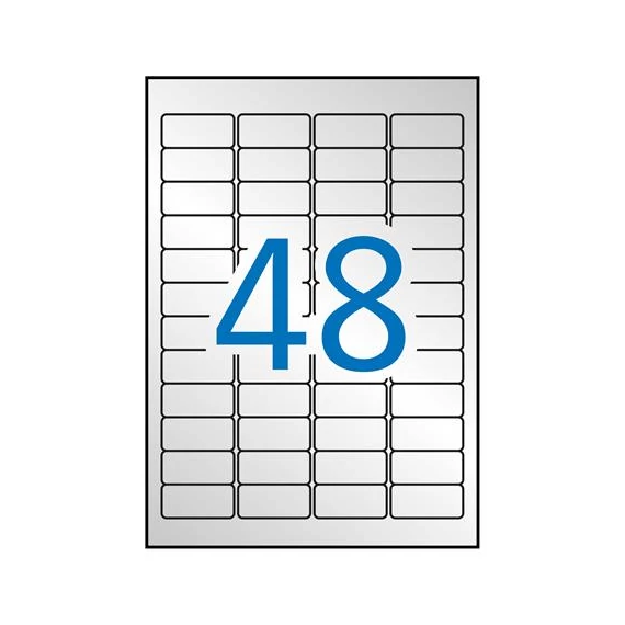Etikett, 45,7x21,2 mm, poliészter, időjárásálló, kerekített sarkú, APLI, ezüst, 960 etikett/csomag