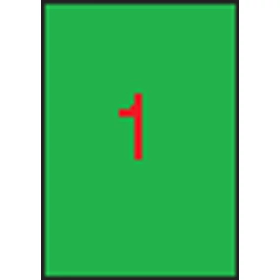 Etikett, 210x297 mm, színes, APLI, neon zöld, 100 etikett/csomag
