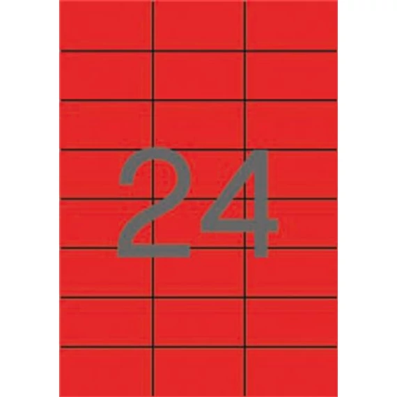 Etikett, 70x37 mm, színes, APLI, piros, 2400 etikett/csomag