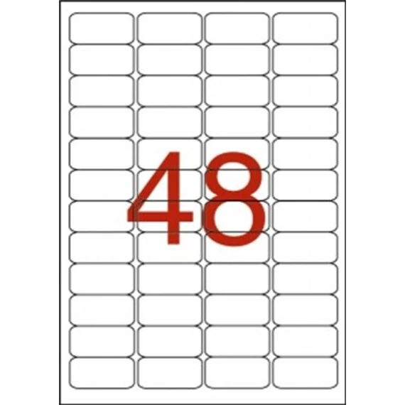 Etikett, 45,7x21,2 mm, poliészter, időjárásálló, kerekített sarkú, fehér, APLI, 960 etikett/csomag