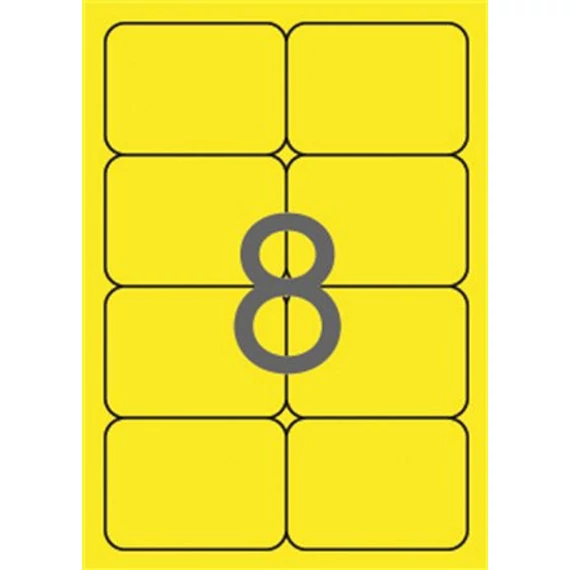 Etikett, 99,1x67,7 mm, színes, kerekített sarkú, APLI, neon sárga, 160 etikett/csomag