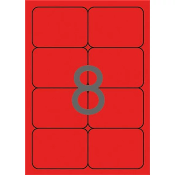 Etikett, 99,1x67,7 mm, színes, kerekített sarkú, APLI, neon piros, 160 etikett/csomag