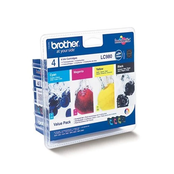 LC980BCMY Tintapatron multipack DCP 145C, BROTHER, b+c+m+y, 1*300 oldal, 3*260 oldal - 4db
