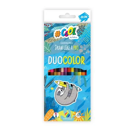 Színes ceruza készlet, háromszögletű, kétvégű, COOL BY VICTORIA 