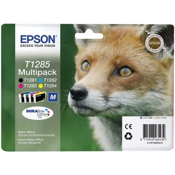 T12854010 Tintapatron multipack Stylus S22, SX125 nyomtatókhoz, EPSON, b+c+m+y, 16,4ml - 4db