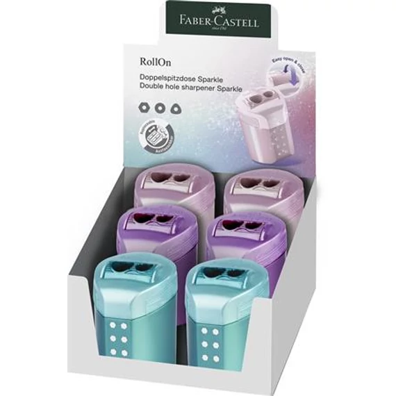 Hegyező, kétlyukú, tartályos, display, FABER-CASTELL 