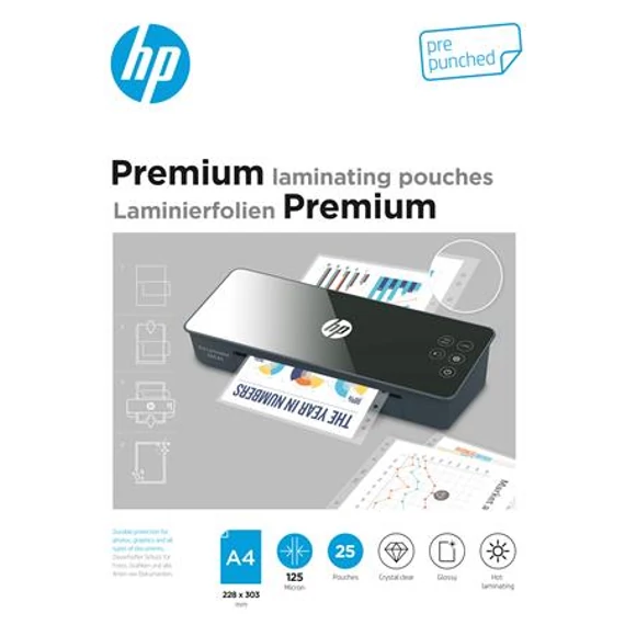Meleglamináló fólia, 125 mikron, A4, fényes, HP 
