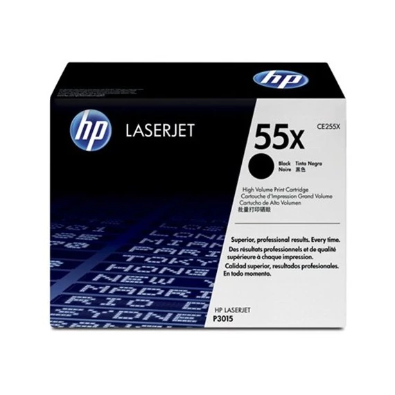 CE255X Lézertoner LaserJet P3015 nyomtatóhoz, HP 55X, fekete, 12,5k