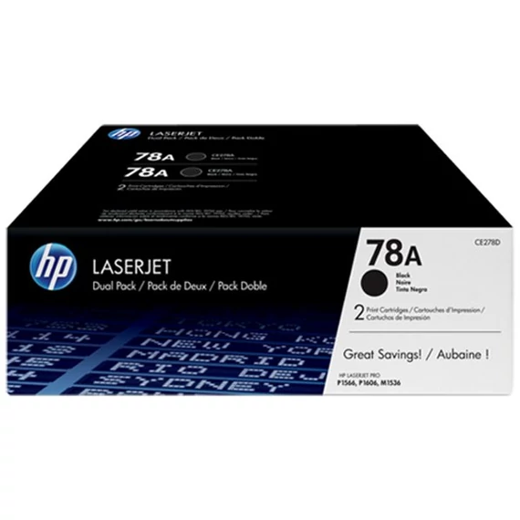 CE278AD Lézertoner LaserJet P1566, P1606 nyomtatókhoz, HP 78A, fekete, 2*2,1k - 2db