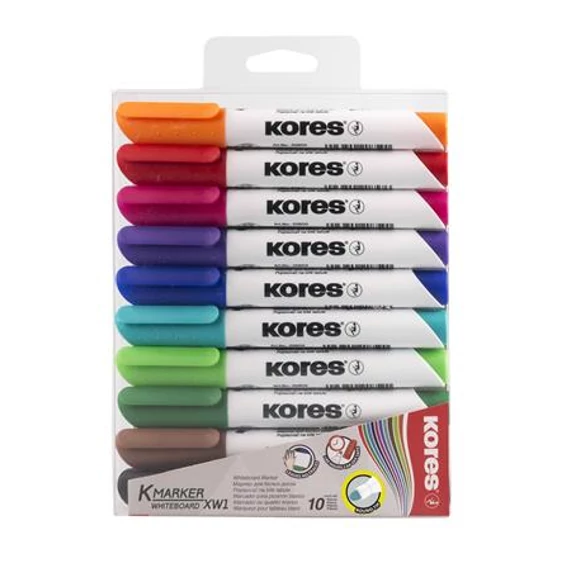Tábla- és flipchart marker készlet, 3 mm, kúpos, KORES 