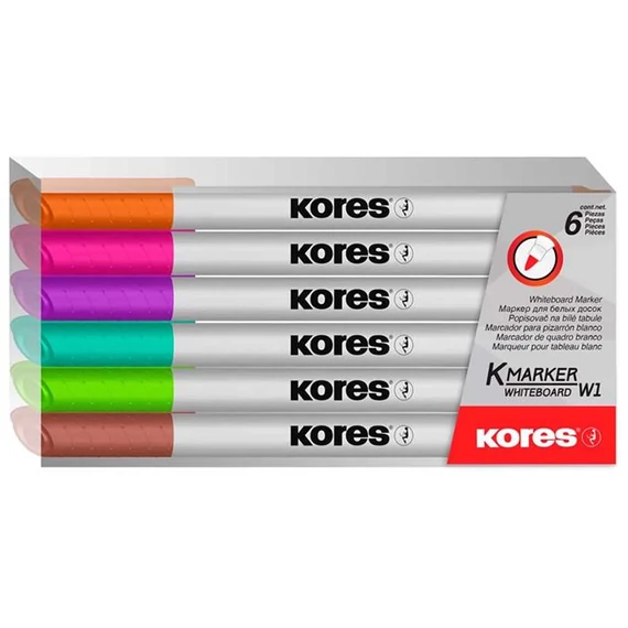 Tábla- és flipchart marker készlet, 1-3 mm kúpos, KORES 