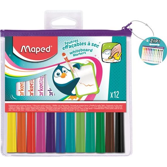 Táblamarker készlet, 1,5 mm, kimosható, fehértáblához, MAPED 