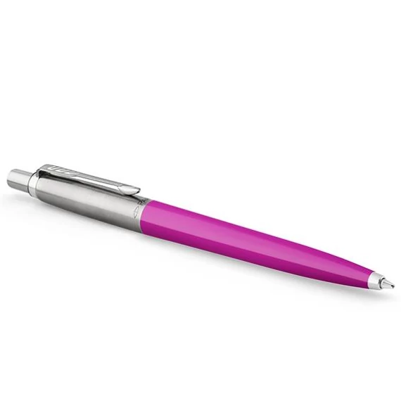 Golyóstoll, 0,7 mm, ezüst színű klip, magenta tolltest, PARKER 