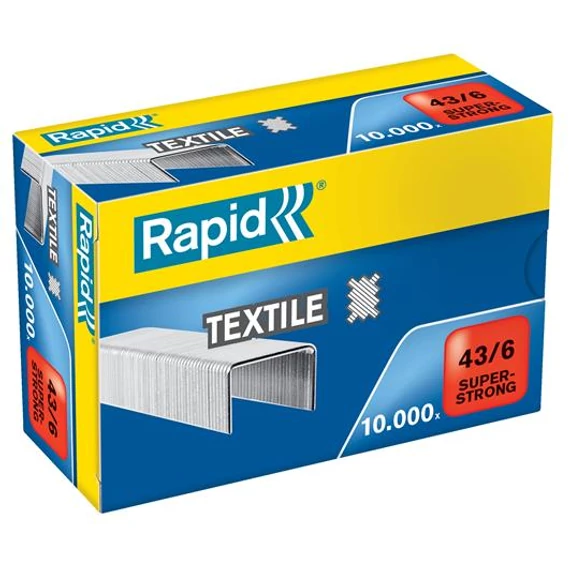 Tűzőkapocs, 43/6, horganyzott, textil, RAPID 