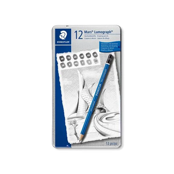 Grafitceruza készlet, fém doboz, hatszögletű, STAEDTLER 
