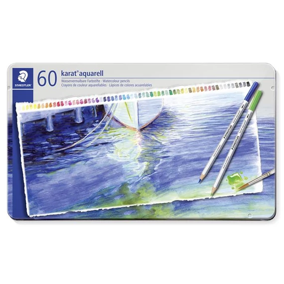 Akvarell ceruza készlet, hatszögletű, fém doboz, STAEDTLER 