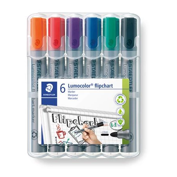 Flipchart marker készlet, 2 mm, kúpos, STAEDTLER 