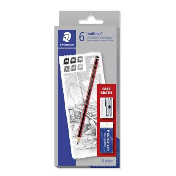 Grafitceruza készlet, hatszögletű, hegyezővel és radírral, STAEDTLER 